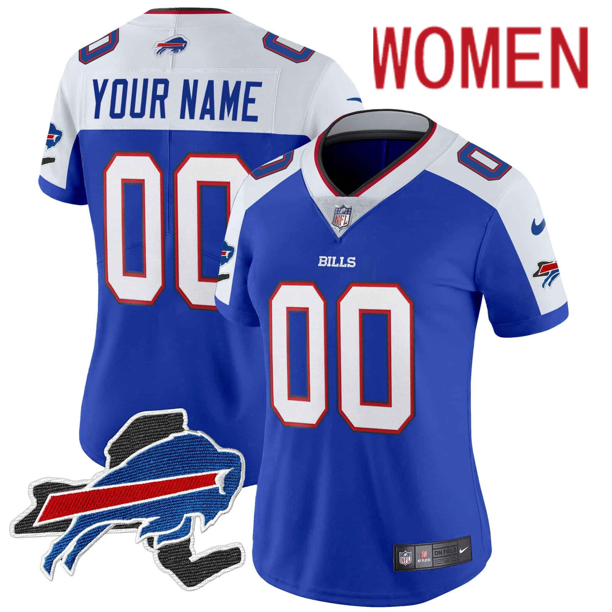 Women Buffalo Bills Blue 2024 Nike Patch Vapor Limited Custom NFL Jersey